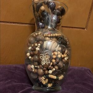 Huge jar of statement wood tone necklaces
